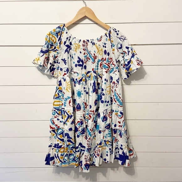NWTs Vintage Ibiza | Bobbin Block Print Tiered 100% Cotton Babydoll Dress M/L - Picture 2 of 9